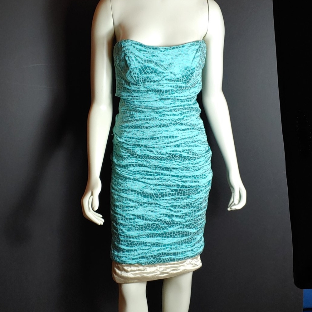 NWT Nicole Miller 12 Turquoise Animal Print Dress